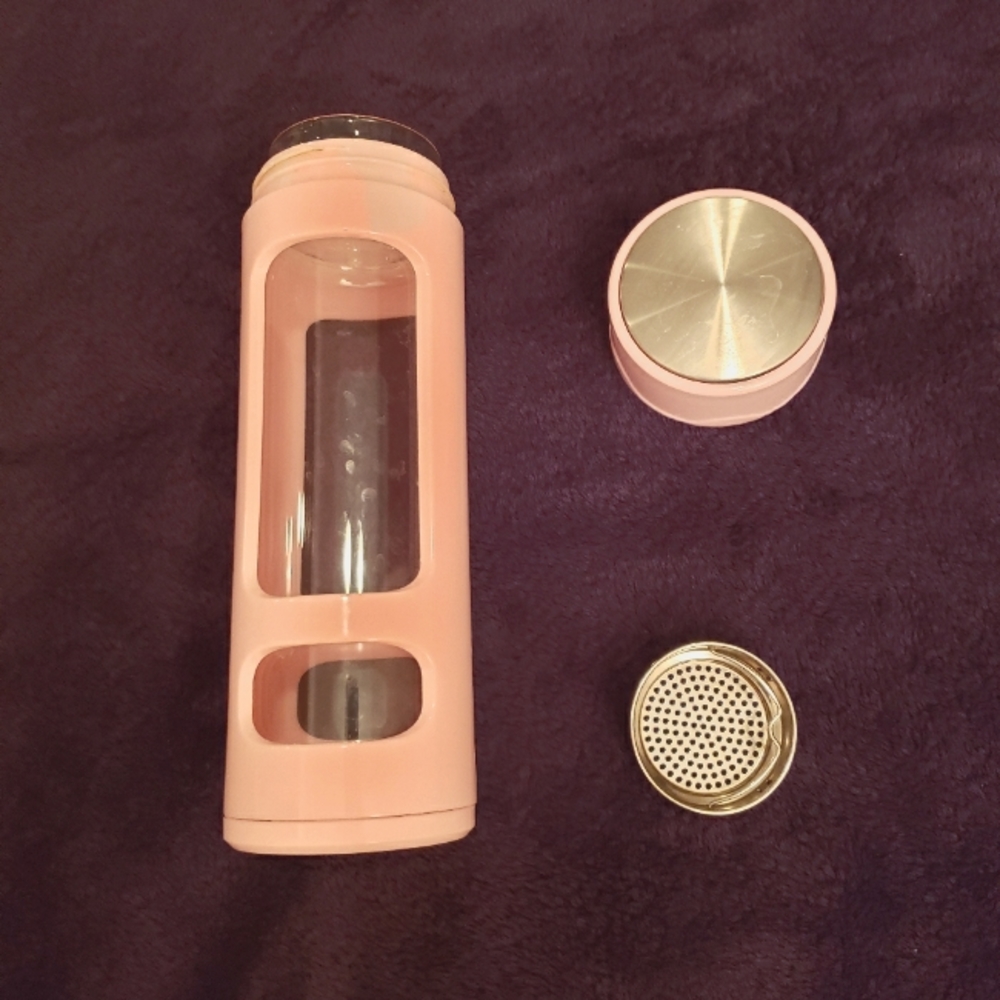 Portable Insulated Glass Tea Infuser Travel Tumbler Water Bottle (PINK)